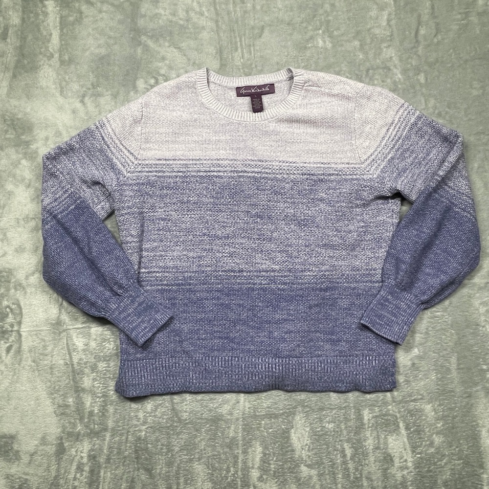 Gloria‎ Vanderbilt Sweater Womens Large Purple Ombre Textured Knit Crew Neck